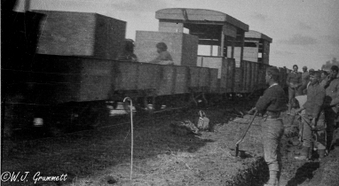 Light gauge rail moving men and material to the front, Mesopotamia, 1917/1918