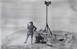 Lt. Landon striking a "cowboy" pose, Barack Hill, Quetta, India, 1917